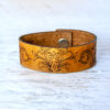 Damask Medium Wide Leather Bracelet Java Brown