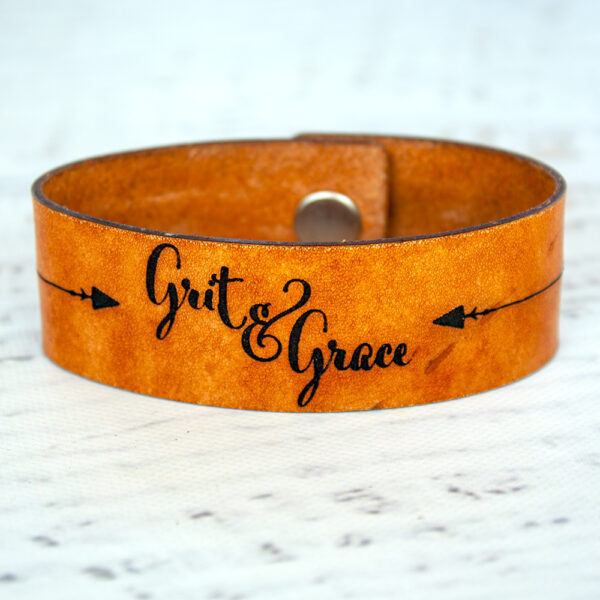 Grit & Grace Medium Wide Leather Bracelet Canyon Tan