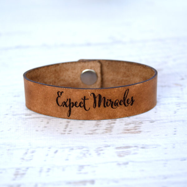Expect Miracles Medium Leather Bracelet Java Brown