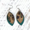 Two Layer Cork Fabric Earrings Style 1 Light Teal