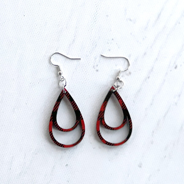 Double Teardrop Earrings Style 10 Buffalo Plaid