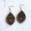 Pointed Oval Earrings with Design Style 5 Walnut