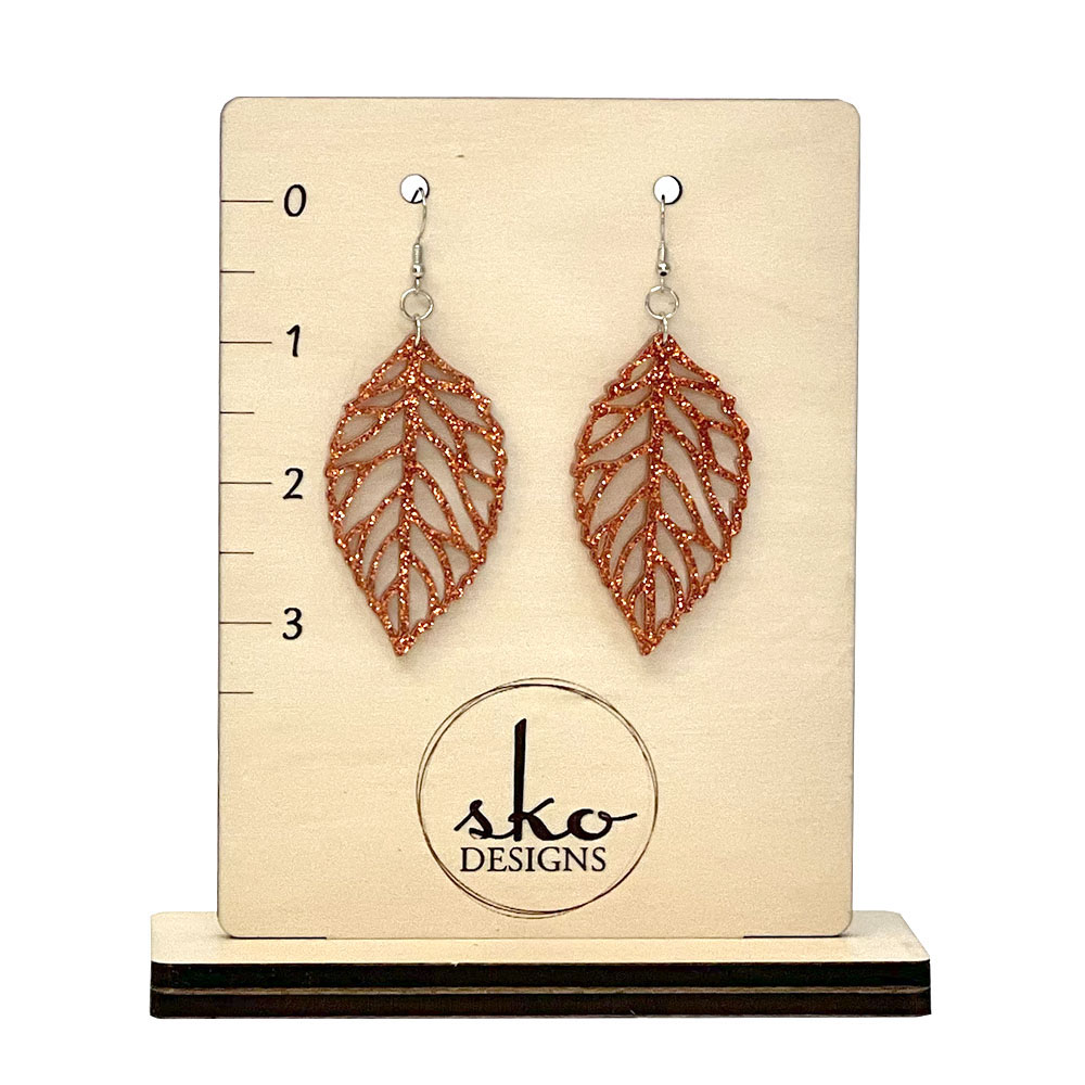 Leaf Earrings Glitter Acrylic Large
