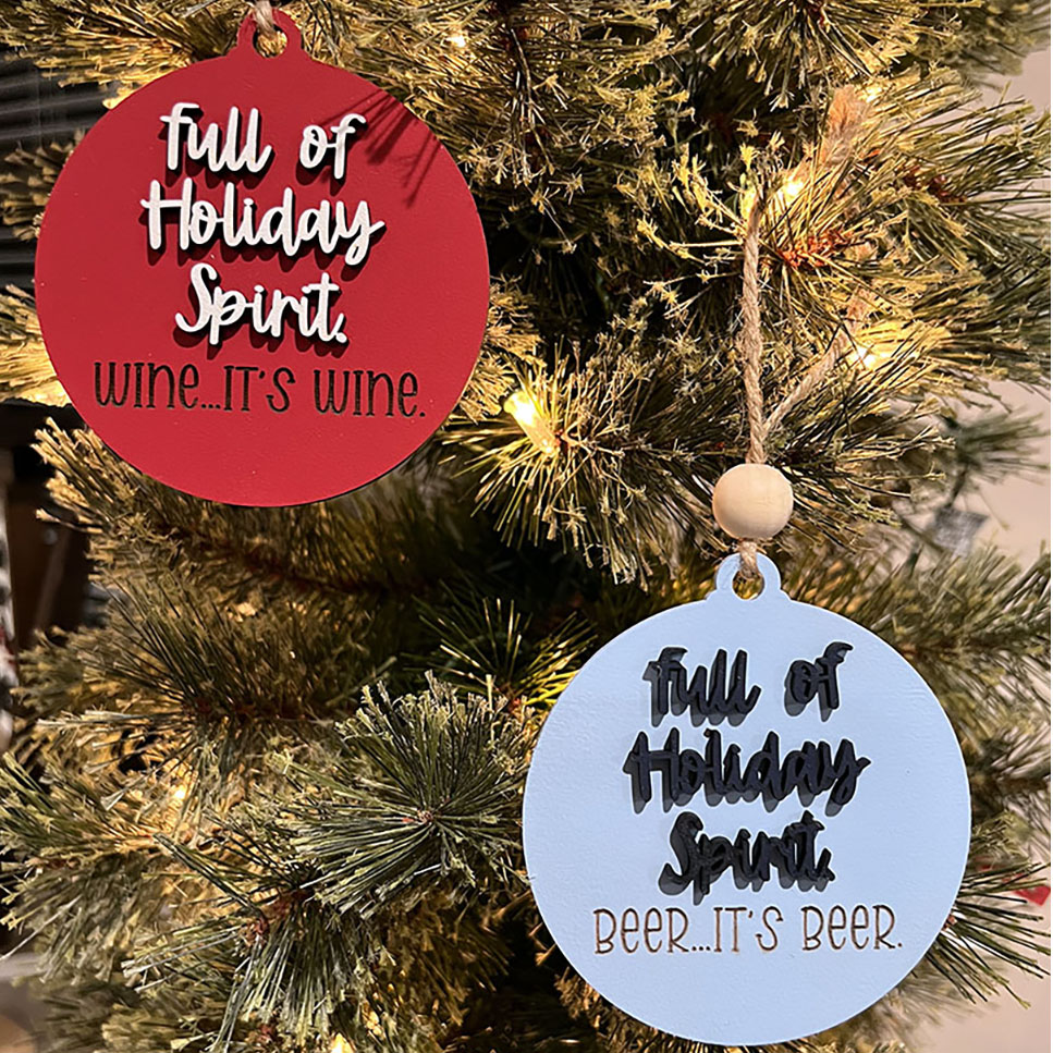 Full of Holiday Spirit Ornament - Wine & Beer