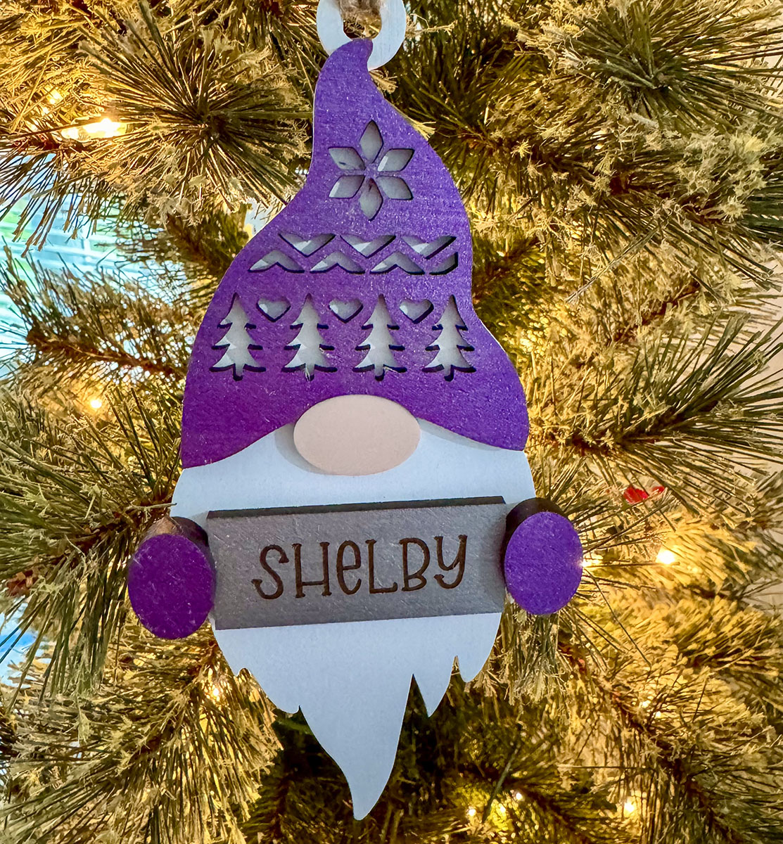 Personalized Gnome Ornaments Purple