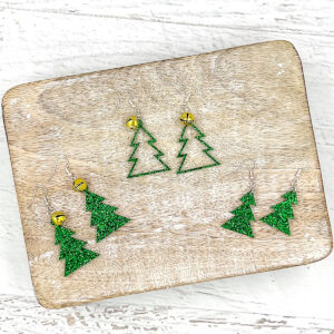 Tree Earrings Shamrock Green Glitter Style 1, 2 & 3