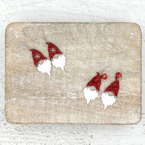 Gnome Earrings Red Glitter Style 1 & 2