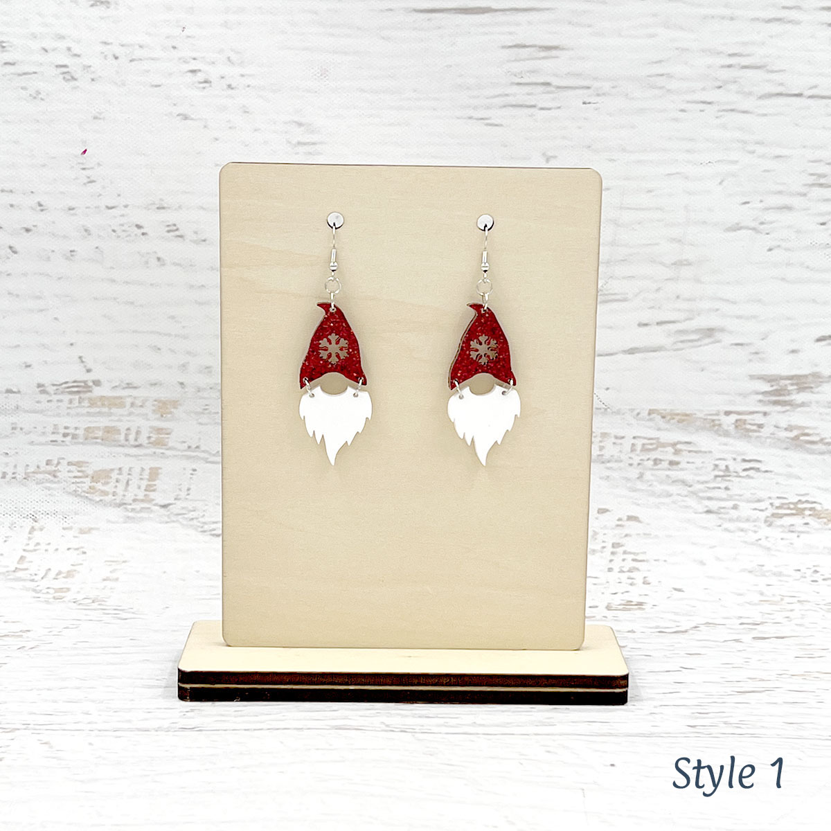 Gnome Earrings Red Glitter Style 1