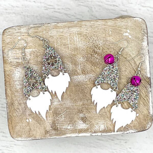 Gnome Earrings Silver Confetti Glitter Style 1 & 2