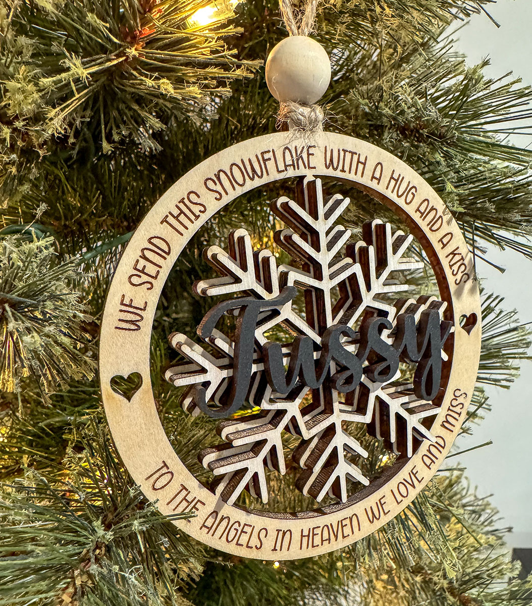 Snowflake Memorial Ornament Attached
