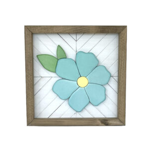 Blue Floral Mosaic Wood Sign