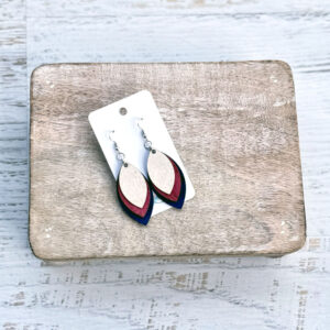 Cork Three Layer Earrings Red, White & Blue