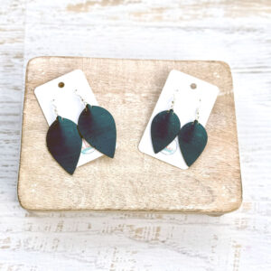 Cork Fabric Earrings in Dark Teal