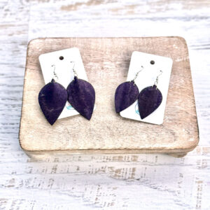 Cork Fabric Earrings in Eggplant