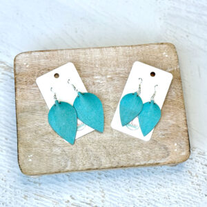 Cork Fabric Earrings in Ocean Blue