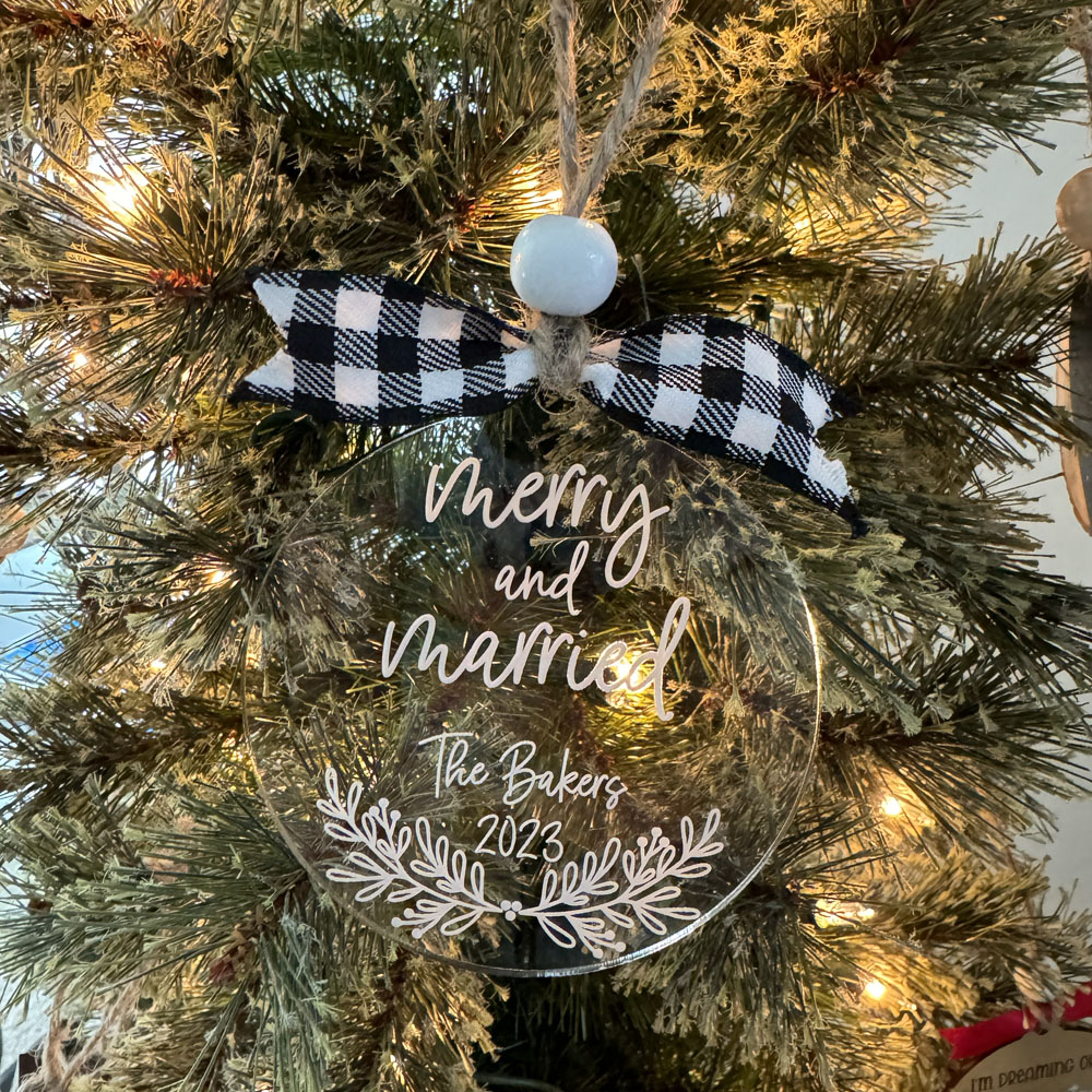 Personalized Merry & Married Acrylic Ornament