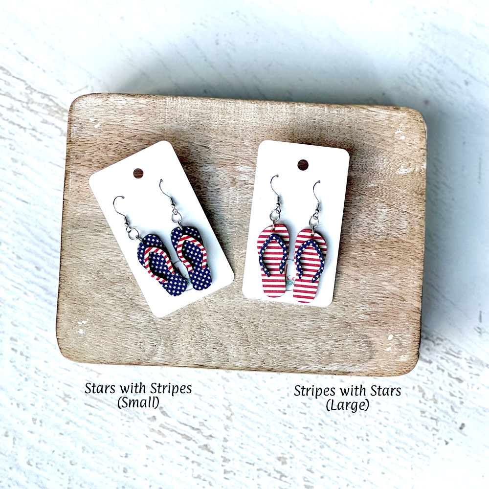 Patriotic Stars & Stripes Flip Flop Earrings