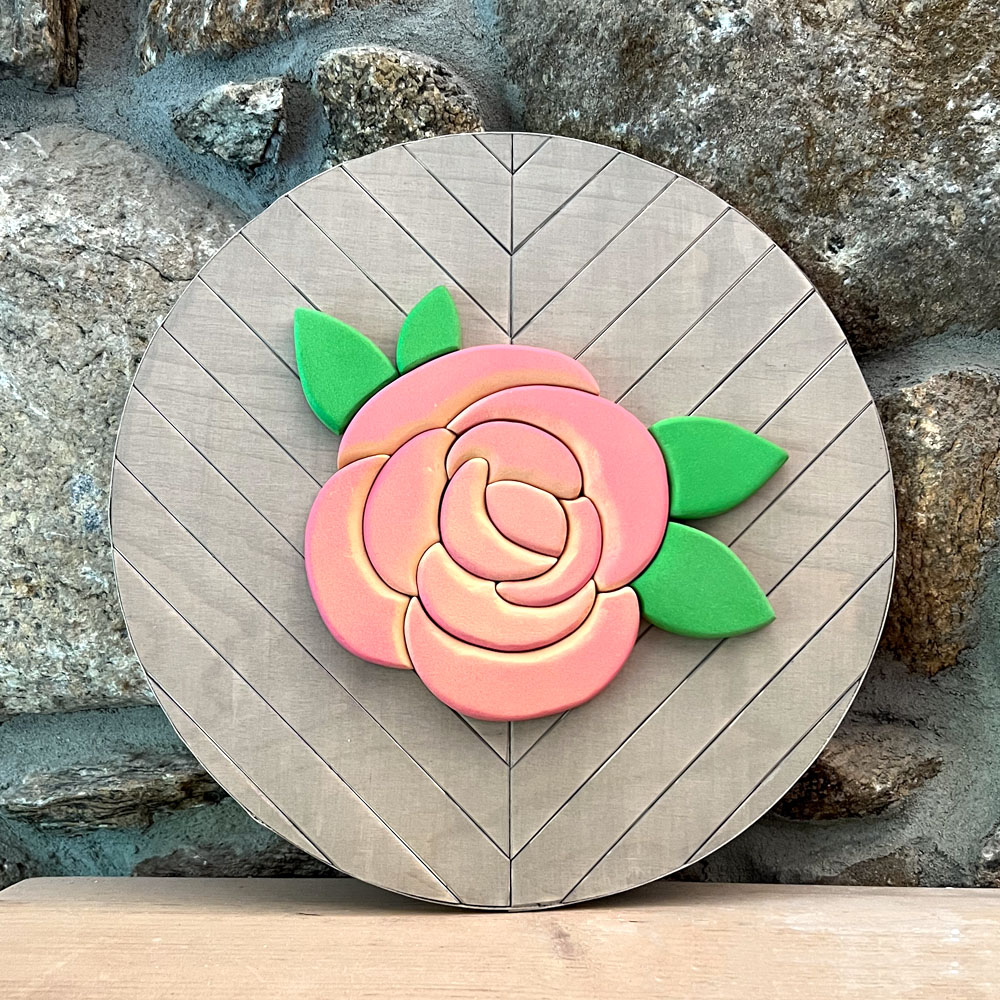 Peach Floral Mosaic 12" Round