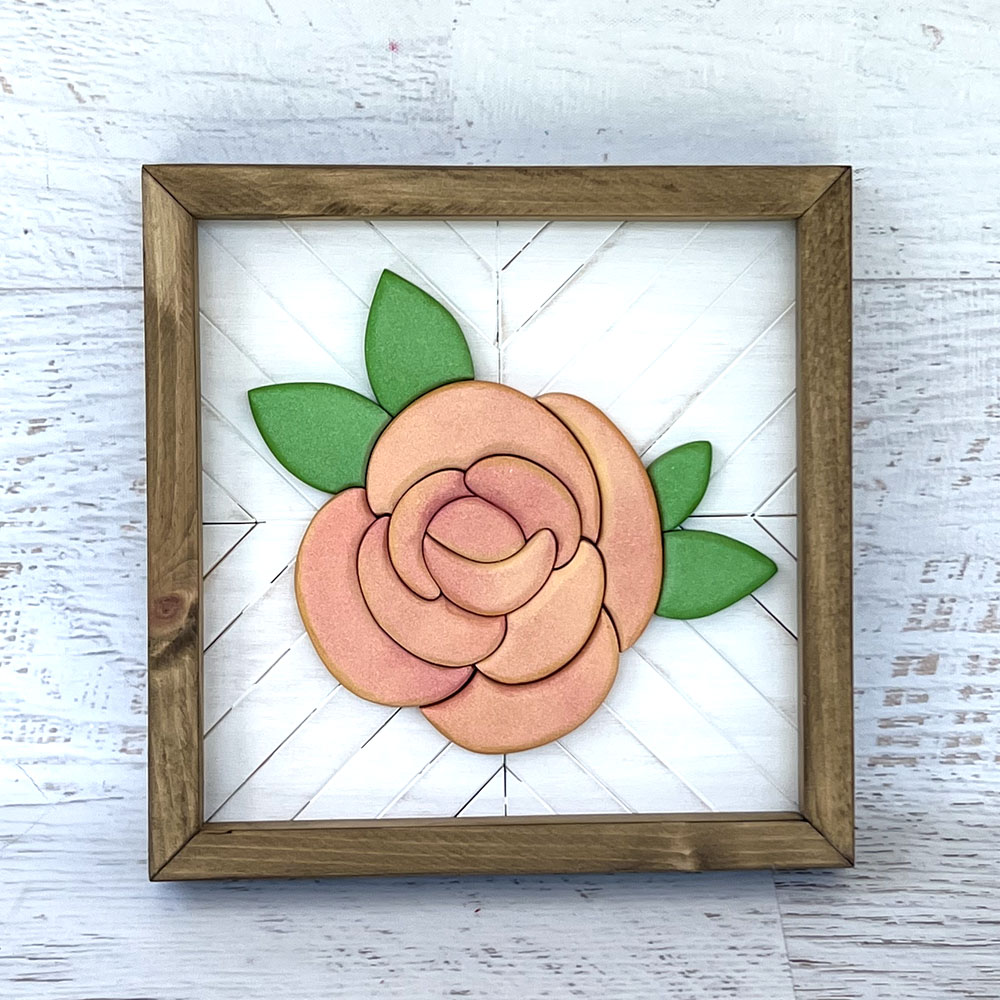 Peach Floral Mosaic Wood Sign