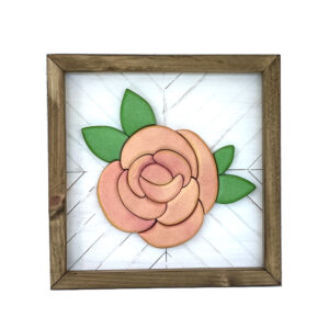 Peach Floral Mosaic Wood Sign