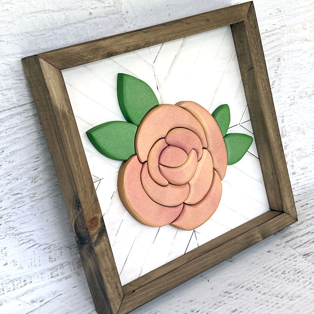 Peach Floral Mosaic Wood Sign