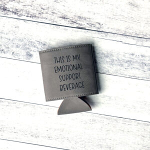 Personalized Leatherette Can Coozie Gray